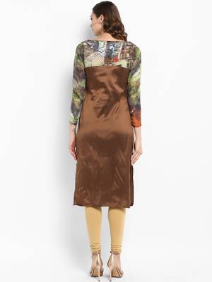 Brown printed silk silk-kurtis 3