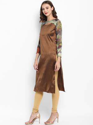 Brown printed silk silk-kurtis 4