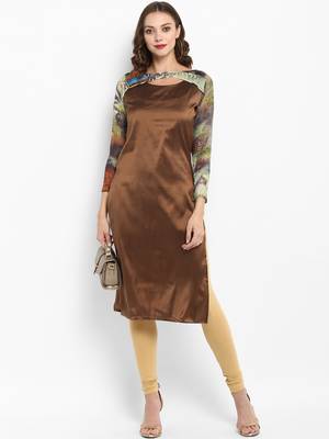 Brown printed silk silk-kurtis 5
