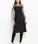 Black printed silk silk-kurtis