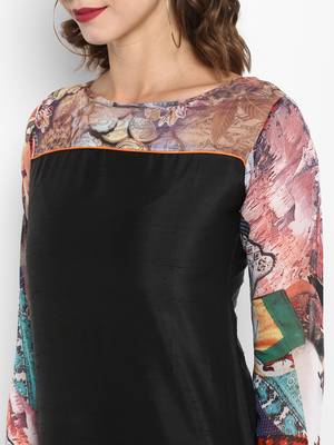 Black printed silk silk-kurtis 2