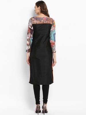Black printed silk silk-kurtis 3