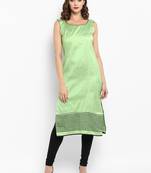 Green printed silk silk-kurtis