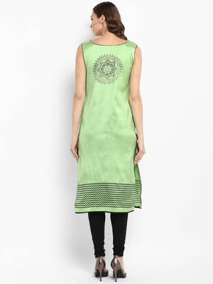 Green printed silk silk-kurtis 3