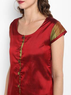 Red plain silk silk-kurtis 2
