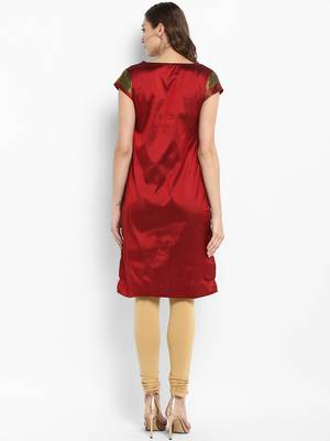 Red plain silk silk-kurtis 3