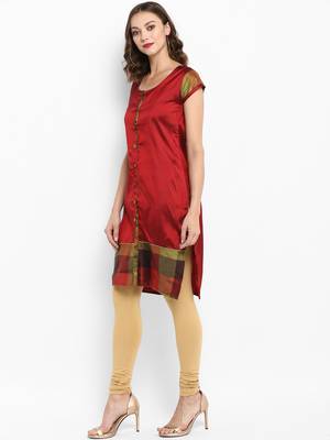 Red plain silk silk-kurtis 4