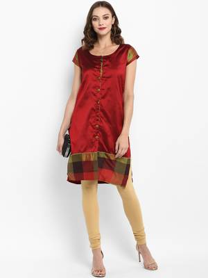 Red plain silk silk-kurtis 5