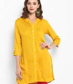 Mustard plain rayon short-kurtis