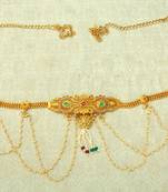 Multicolour kundan pearl waist belly hip chain belt kamarband keychain ethnic wedding jewellery