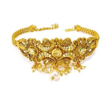 Golden lct kundan adjustable bajuband armlet ethnic wedding jewellery 2