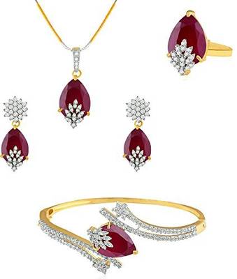 American Diamond Combo of Pendant with Earrings, Bracelet and Ring for Women 1