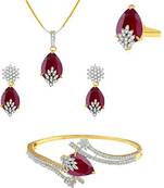 American Diamond Combo of Pendant with Earrings, Bracelet and Ring for Women