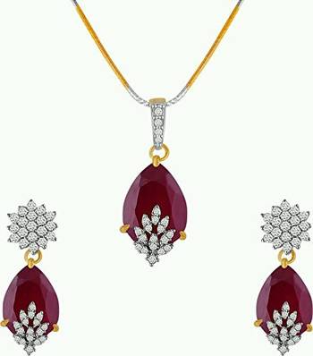 American Diamond Combo of Pendant with Earrings, Bracelet and Ring for Women 2