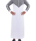 White cotton brazen grey thobe