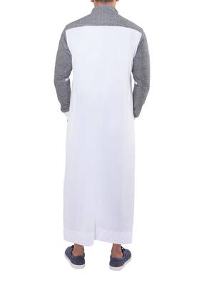 White cotton brazen grey thobe 3