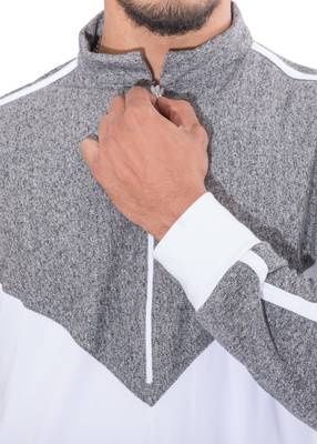 White cotton brazen grey thobe 4