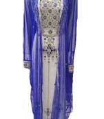 Inner cream  and jacket royal blue  georgette embriodery islamic kaftans