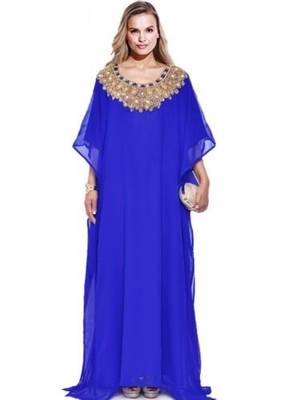 Royal blue georgette embriodery islamic kaftans 1