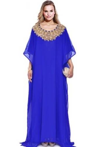 Royal blue georgette embriodery islamic kaftans