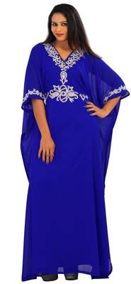 Royal blue georgette embriodery islamic kaftans 1