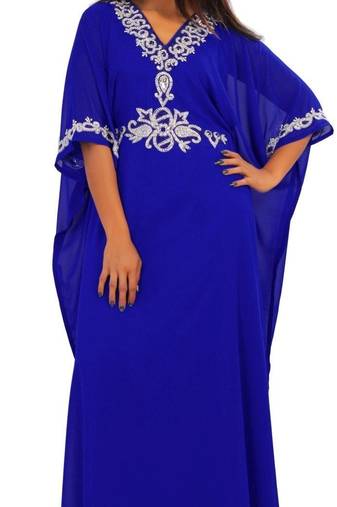 Royal blue georgette embriodery islamic kaftans