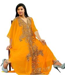 Yellow georgette embriodery islamic kaftans