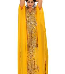 Yellow georgette embriodery islamic kaftans