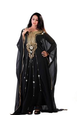 Black georgette embriodery islamic kaftans 1