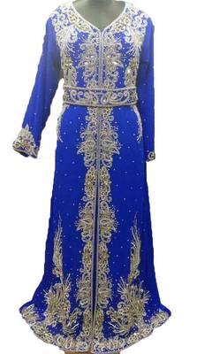 Royal blue georgette embriodery islamic kaftans 1