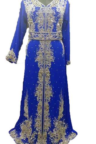 Royal blue georgette embriodery islamic kaftans