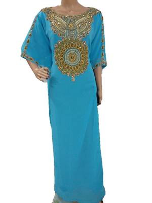 Blue georgette embriodery islamic kaftans 1