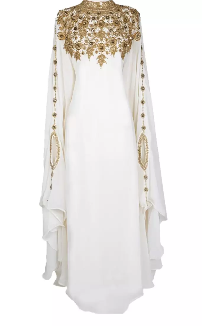 White georgette embroidery islamic kaftans