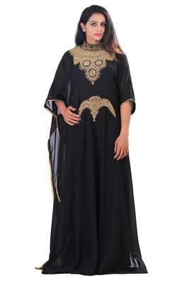 Black georgette embriodery islamic kaftans 1