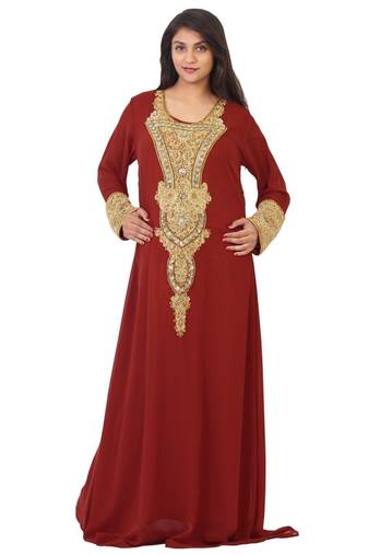 Maroon georgette embriodery islamic kaftans