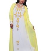 Inner cream jakcet yellow georgette embriodery islamic kaftans