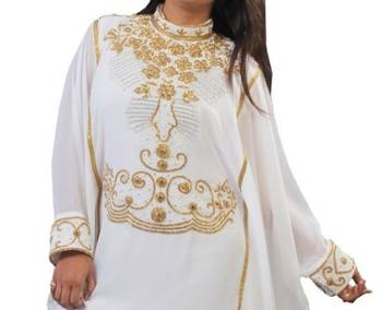 Cream georgette embriodery islamic kaftans 2