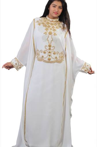 Cream georgette embriodery islamic kaftans