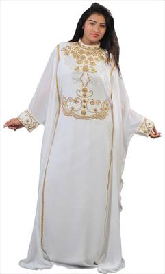 Cream georgette embriodery islamic kaftans 1