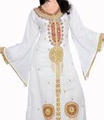 White georgette embroidery islamic kaftans