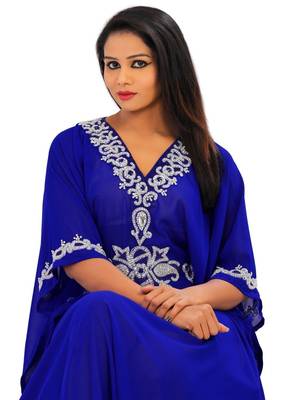 Royal blue georgette embriodery islamic kaftans 2
