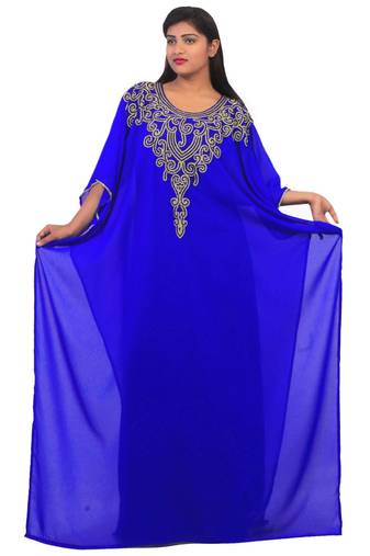 Royal blue georgette embriodery islamic kaftans