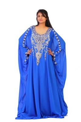 Royal blue georgette embriodery islamic kaftans 2
