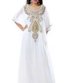 white georgette embroidery islamic kaftans