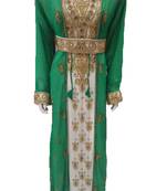 Inner cream  and jacket green georgette embriodery islamic kaftans