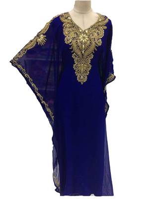 Blue georgette embroidery islamic kaftans 1