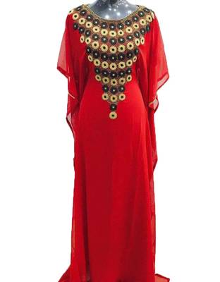 Red georgette embriodery islamic kaftans 2