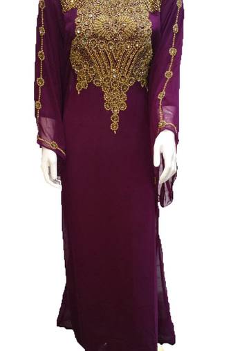 Magenta georgette embriodery islamic kaftans