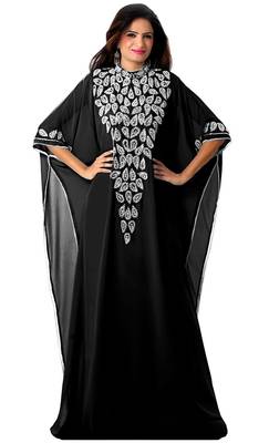 Black georgette embriodery islamic kaftans 2