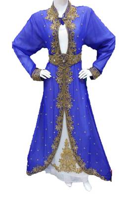 Inner cream acket royal blue georgette embriodery islamic kaftans 1
